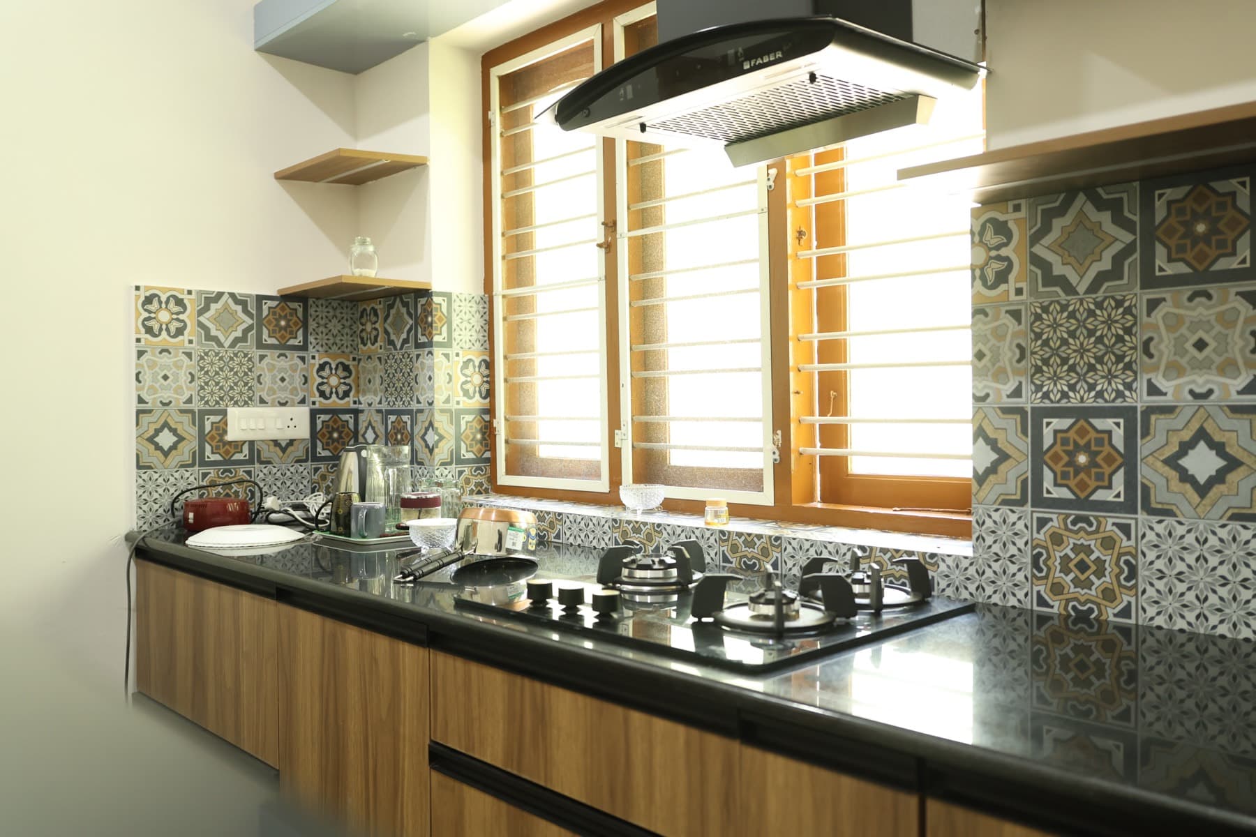 Premium Apartment kitchen with tile backsplash