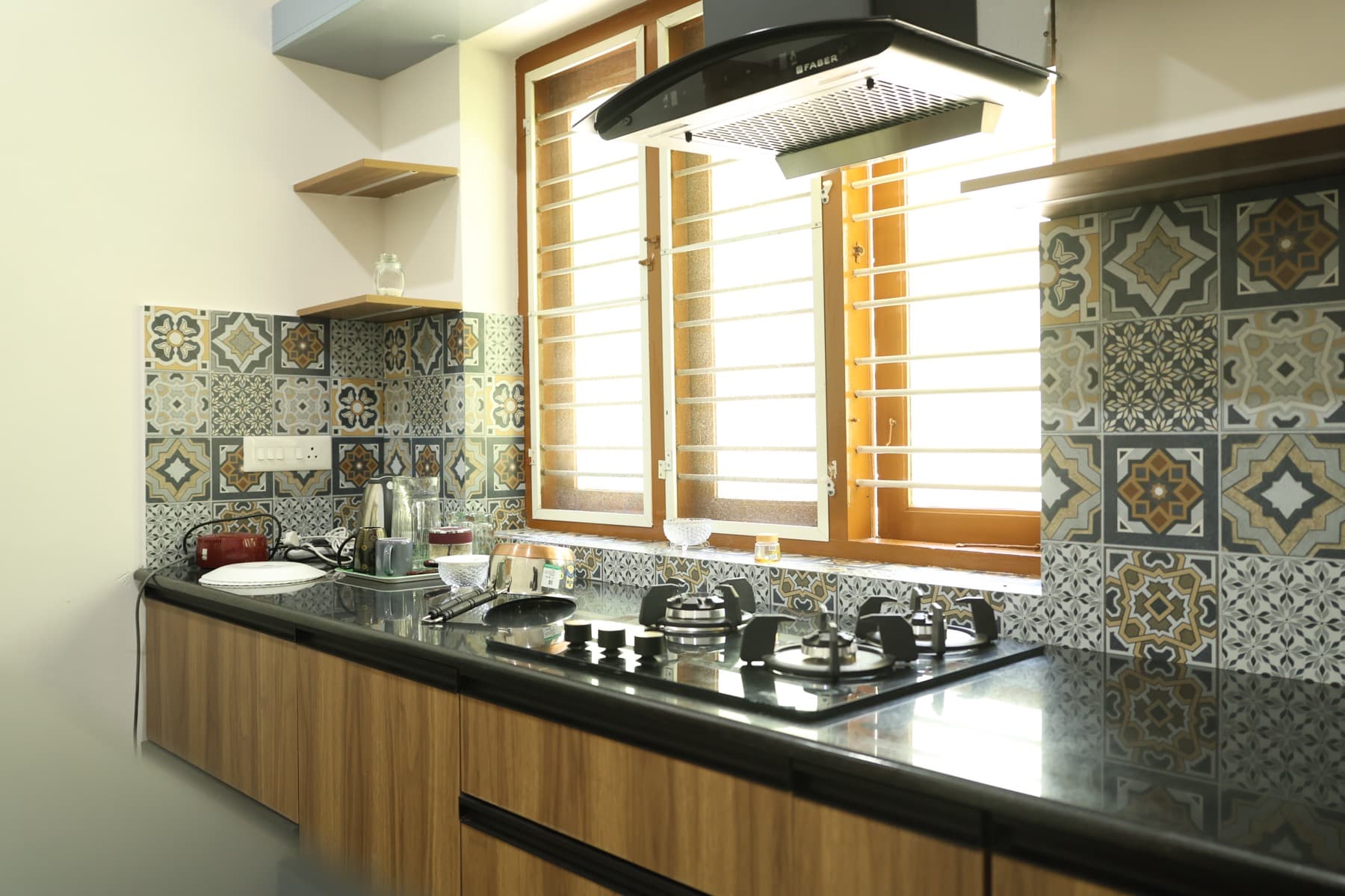 Premium Apartment kitchen with tile backsplash