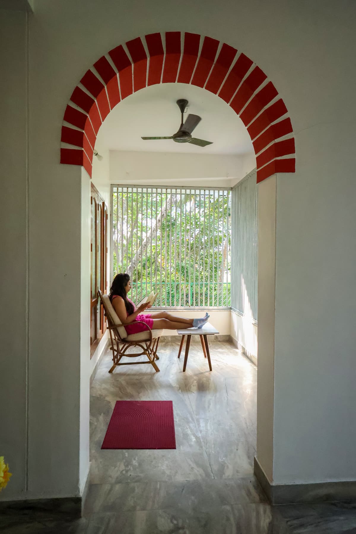 Brick archway opening onto the veranda