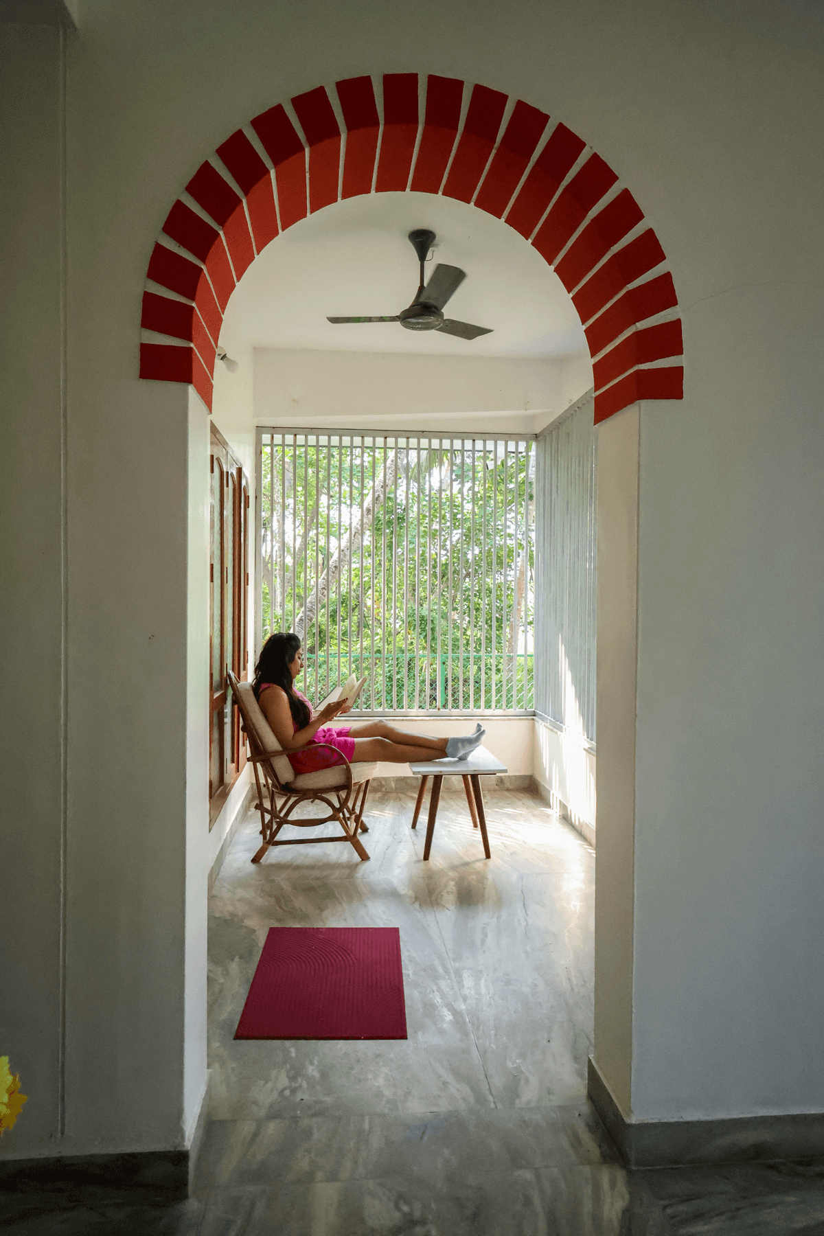 Brick archway opening onto the veranda